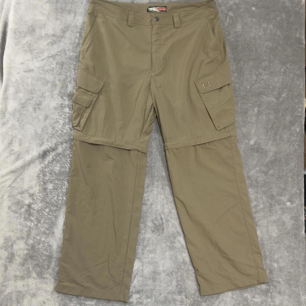 Under Armour Convertible Pants Mens 38X32 Cargo Ripstop Utility Gorpcore Khaki